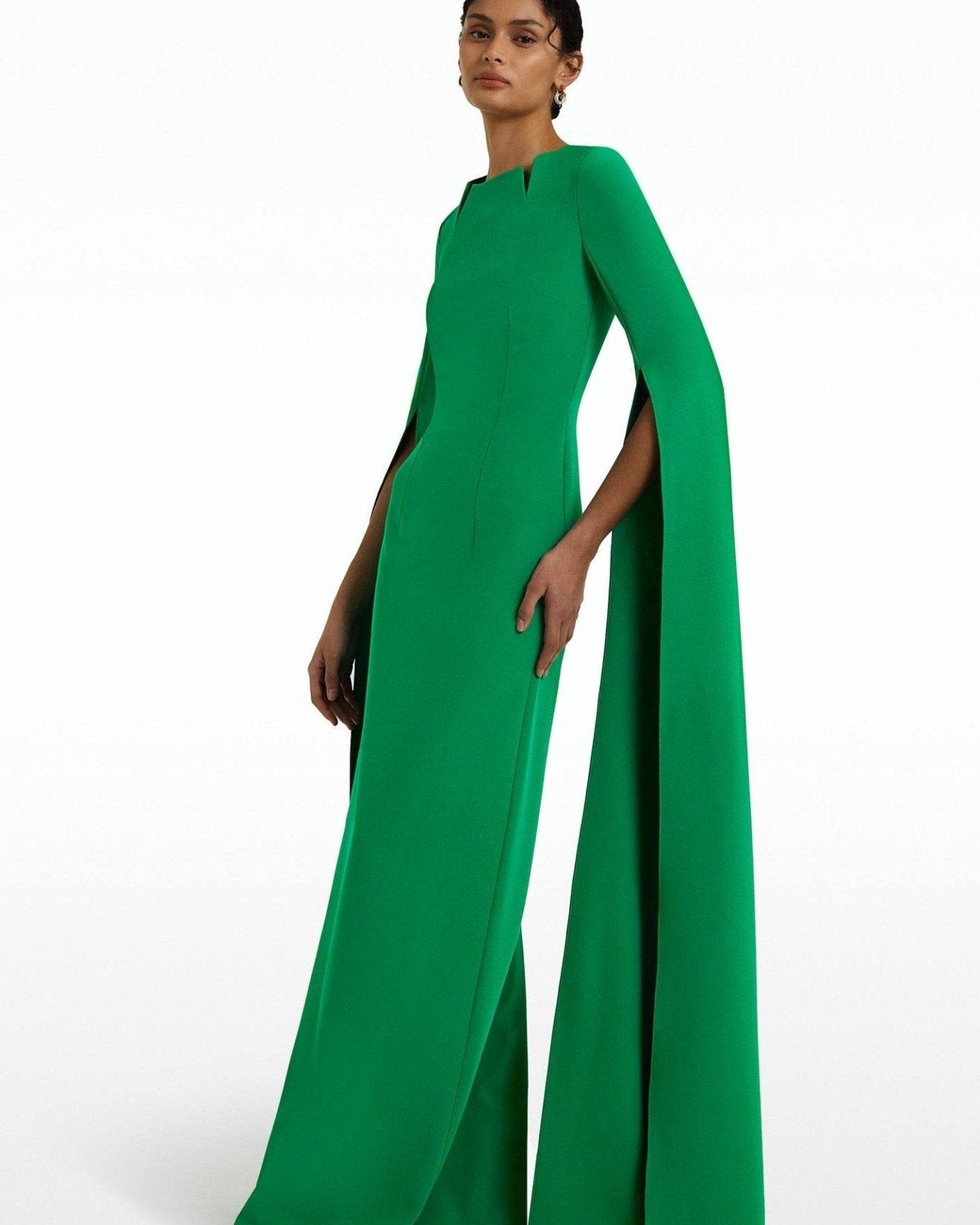 Madge Sivri Yaka Uzun Kollu Maksi Elbise