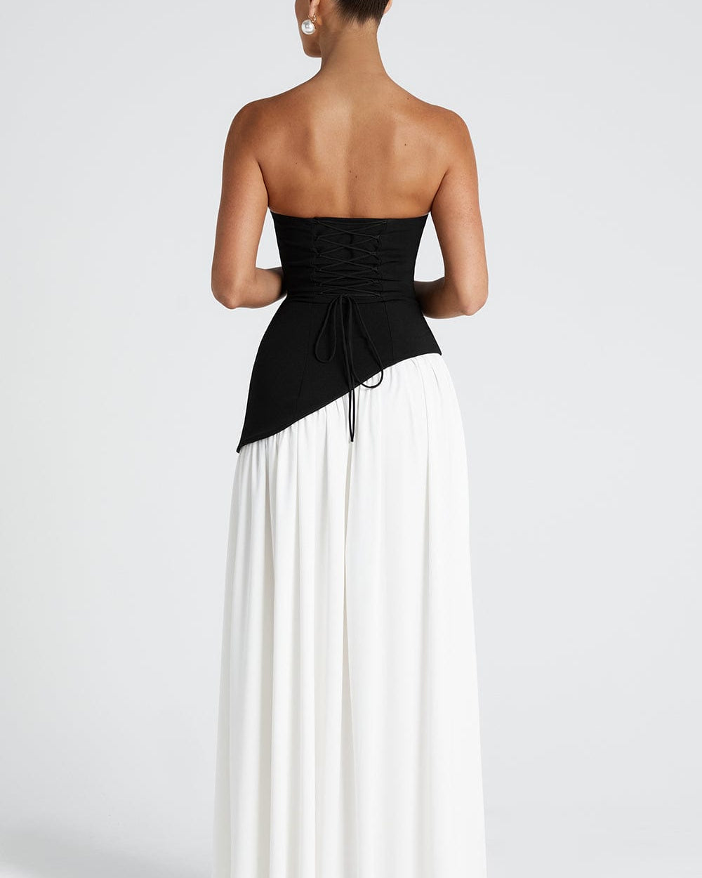 Maliyah Maxi Elbise - Siyah/Beyaz