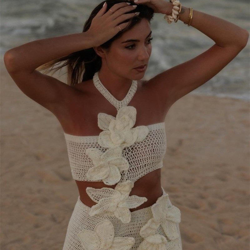 Martha Halter Örme Çiçekli Mini Elbise