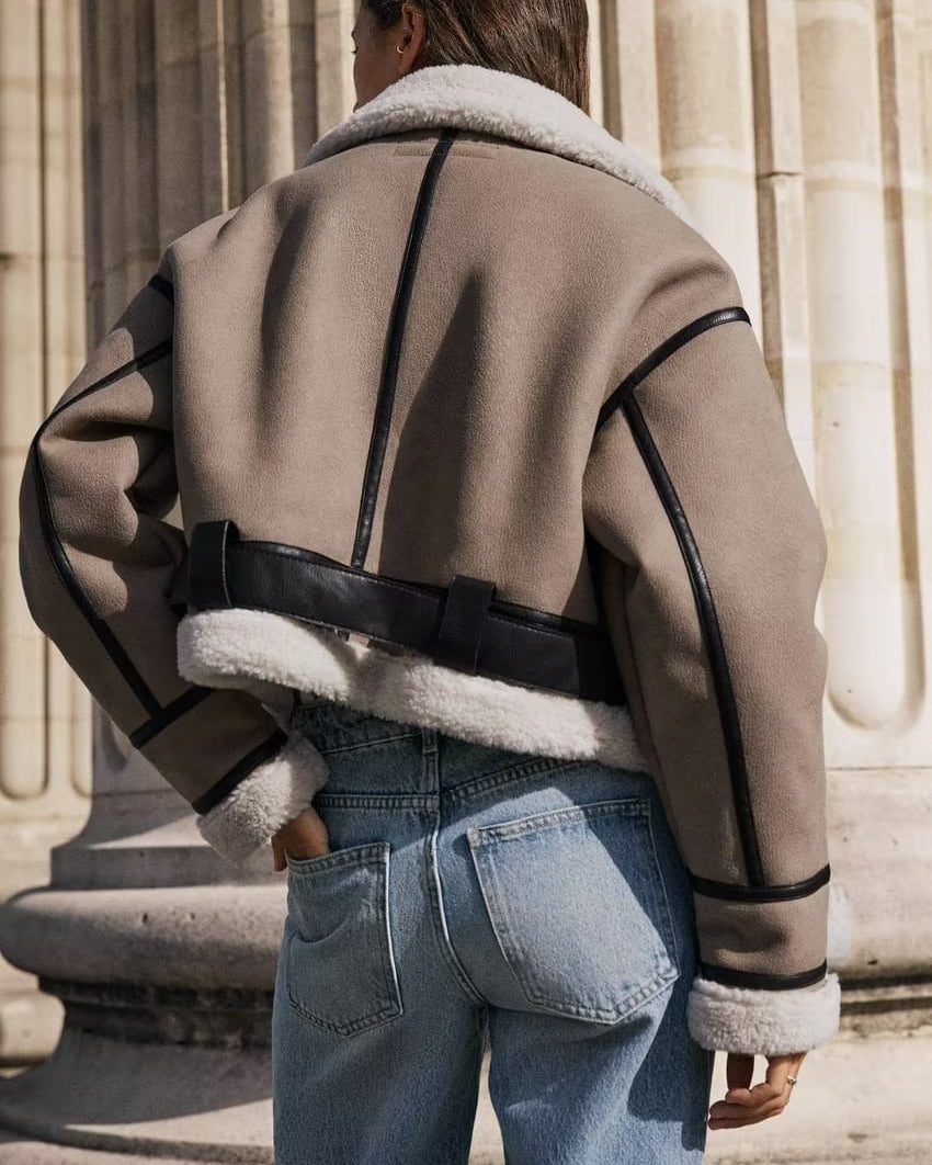 Maureen Kuşaklı Kontrast Kürklü Ceket