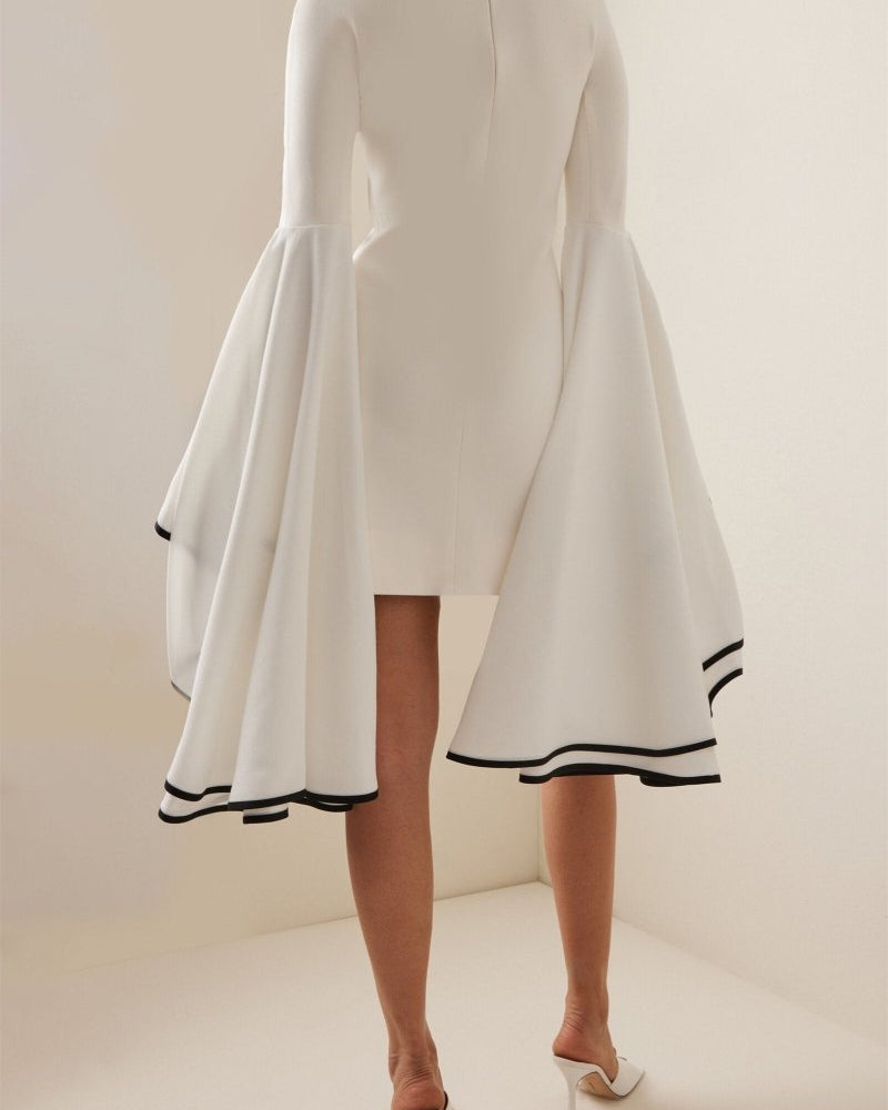 Maxine Kontrast Rüs Kol Mini Elbise