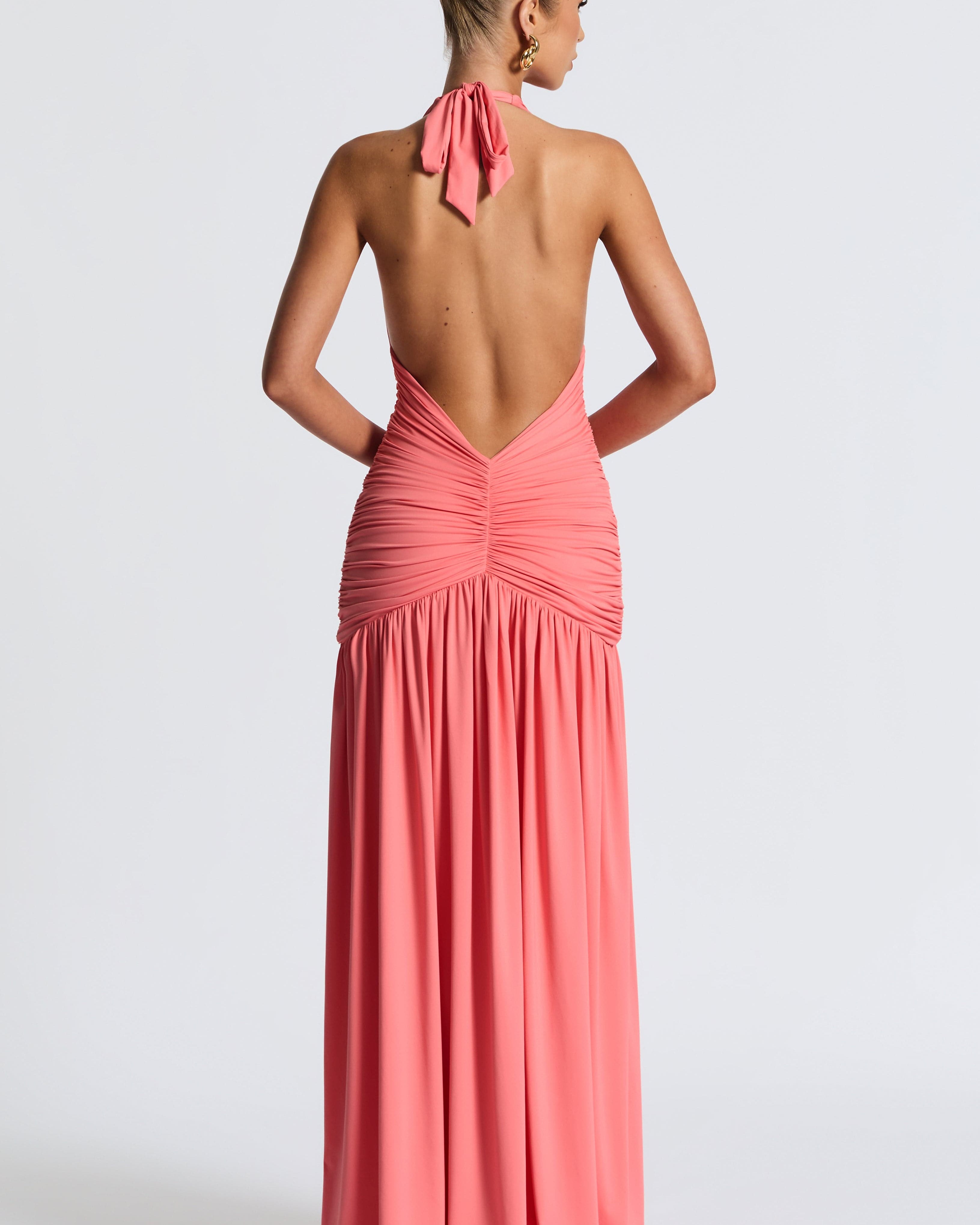 Melania Maxi Elbise - Şeftali Pembe