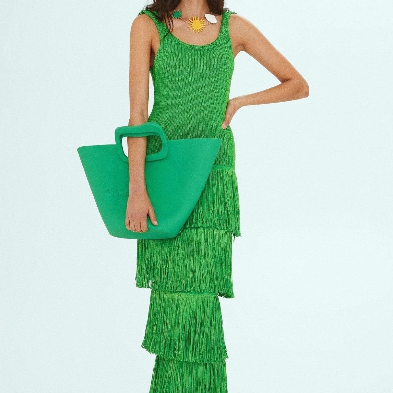 Miriam Püsküllü Örgü Askılı Uzun Elbise