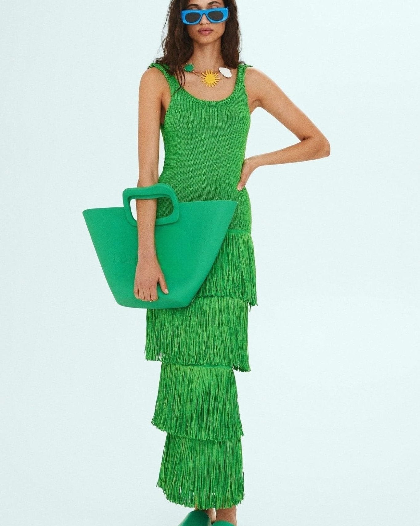 Miriam Püsküllü Örgü Askılı Uzun Elbise