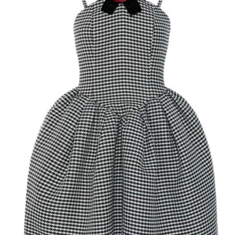 Mona Kaz Ayağı Gül Fiyonklu A Kesim Mini Elbise