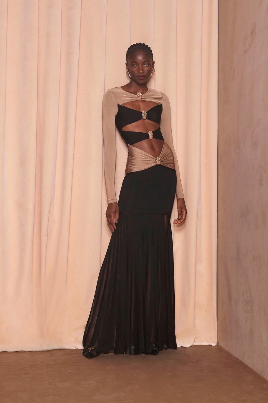 Morgan Cutout Kontrast Jersey Maxi Elbise