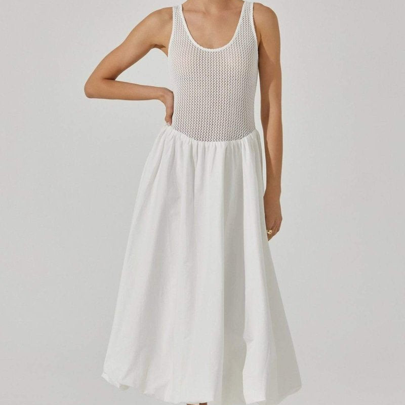 Novia Kontrast Kolsuz Midi Elbise