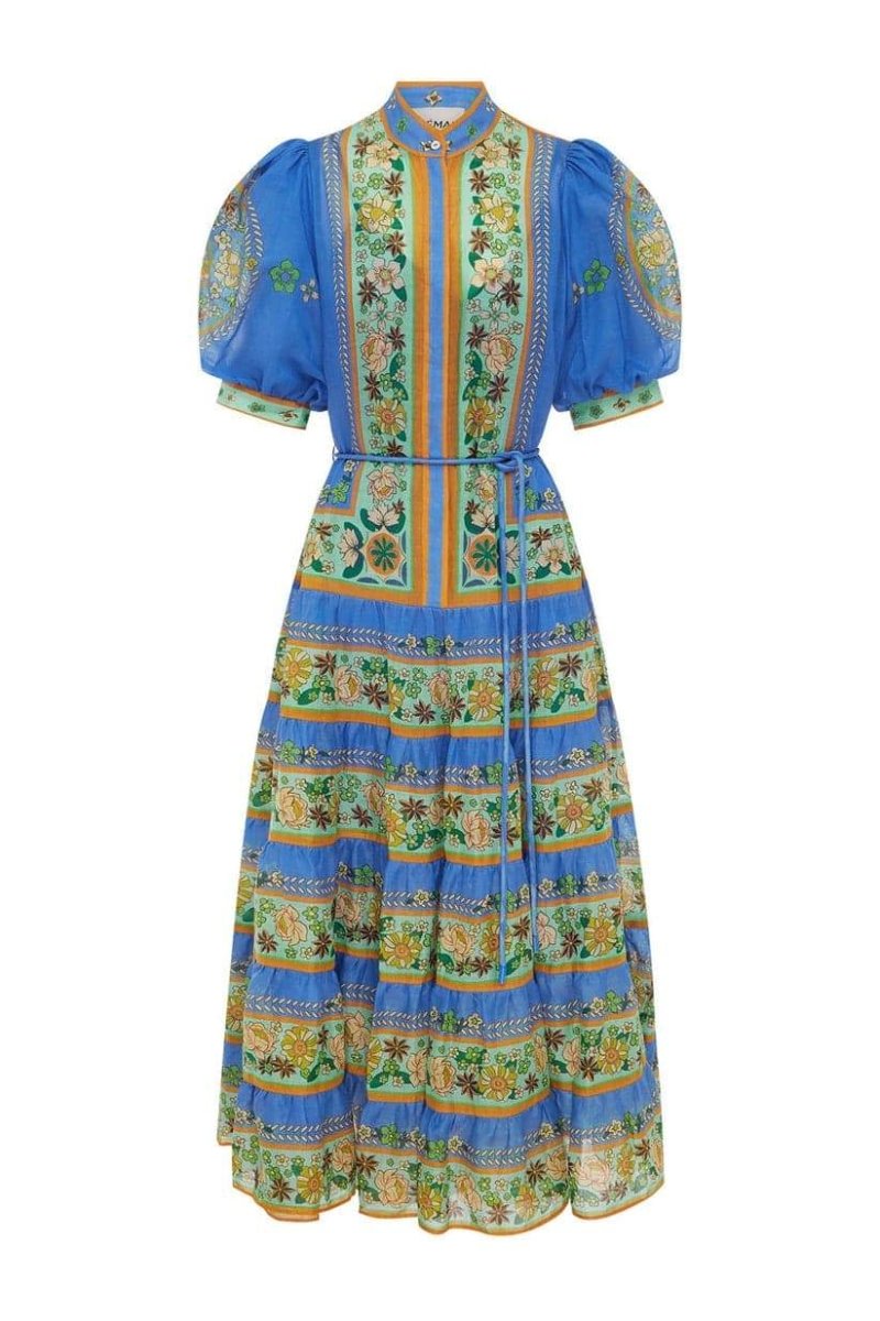 Nydia Çiçekli Puf Kol Maxi Elbise