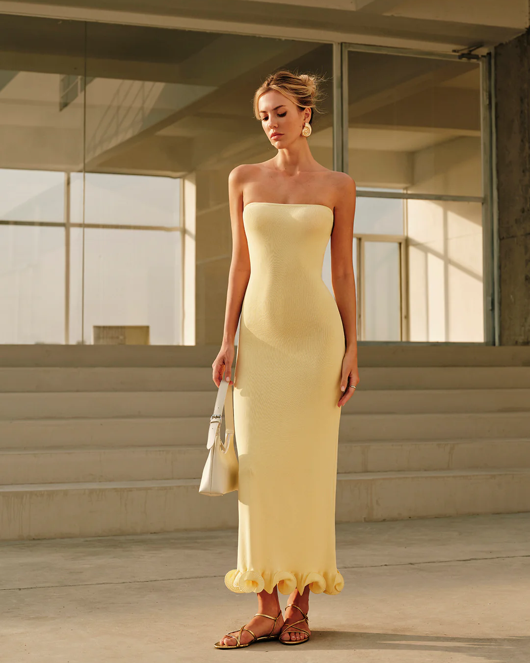 Straplez Uzun Örgü Elbise