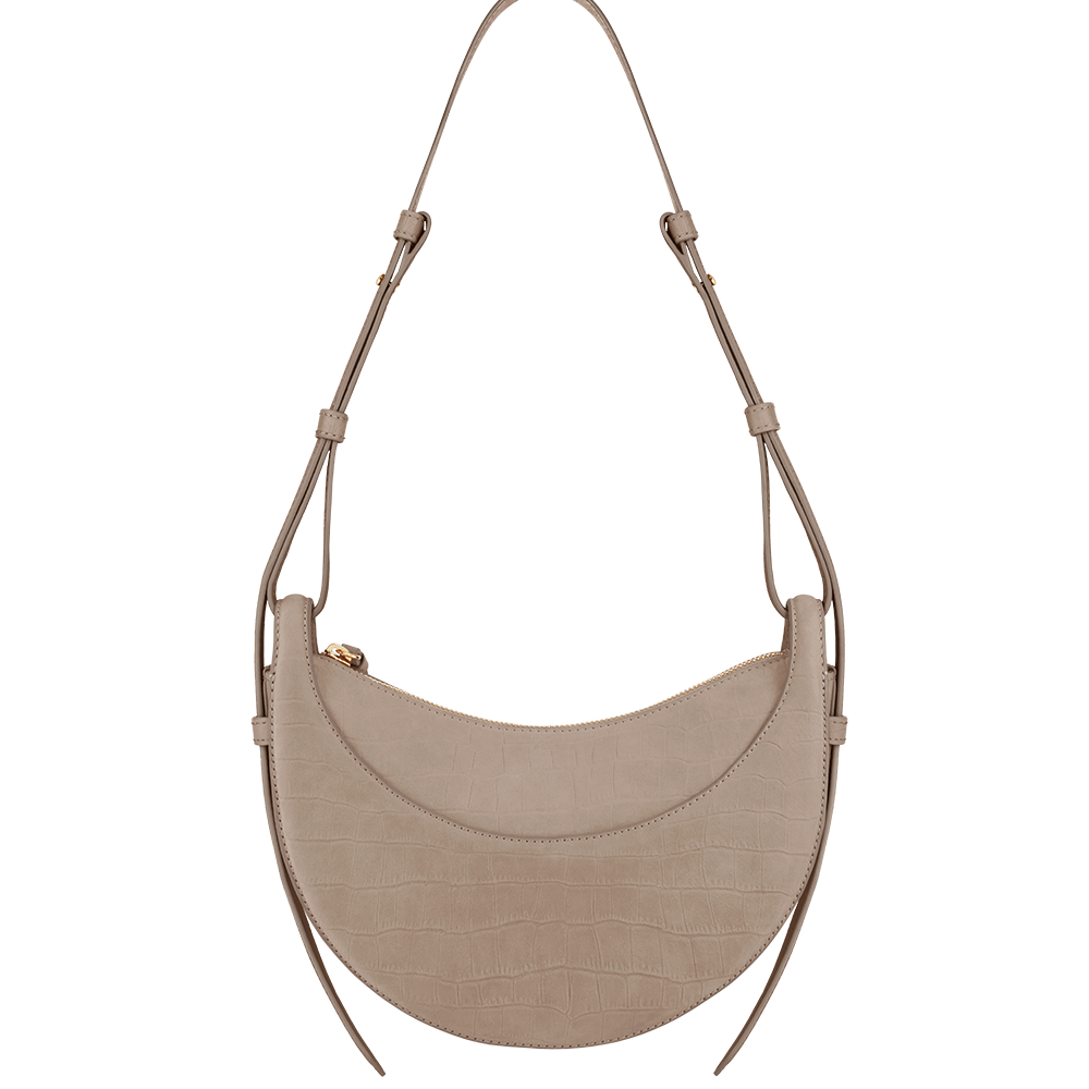 Avelin Omuz Çantası - Timsah derisi kum beji