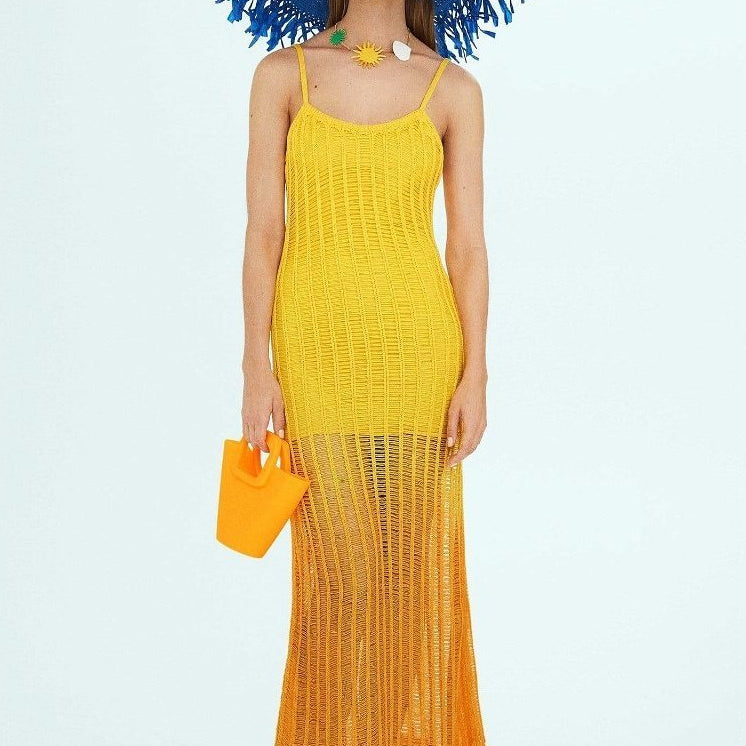 Paula Hollow Örgü Maxi Elbise