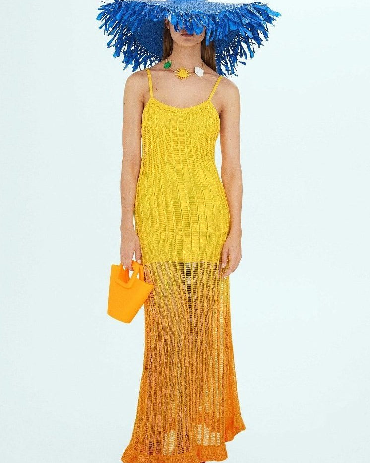 Paula Hollow Örgü Maxi Elbise