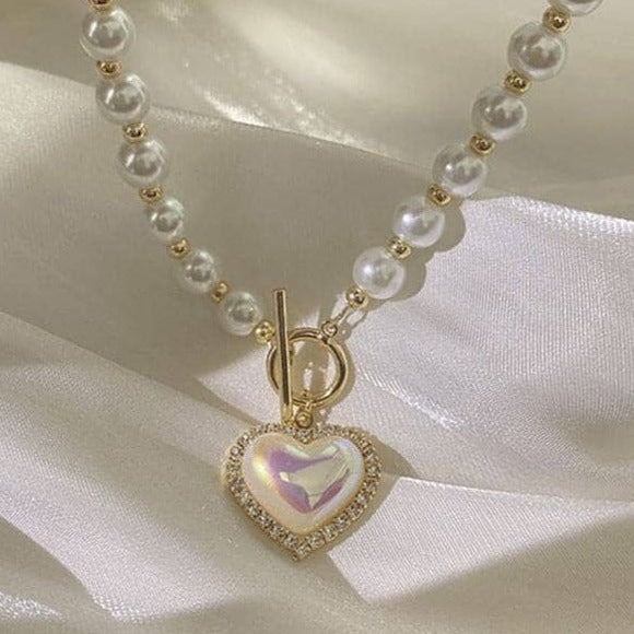 İnci Kalp Kolye