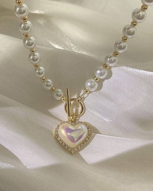 İnci Kalp Kolye
