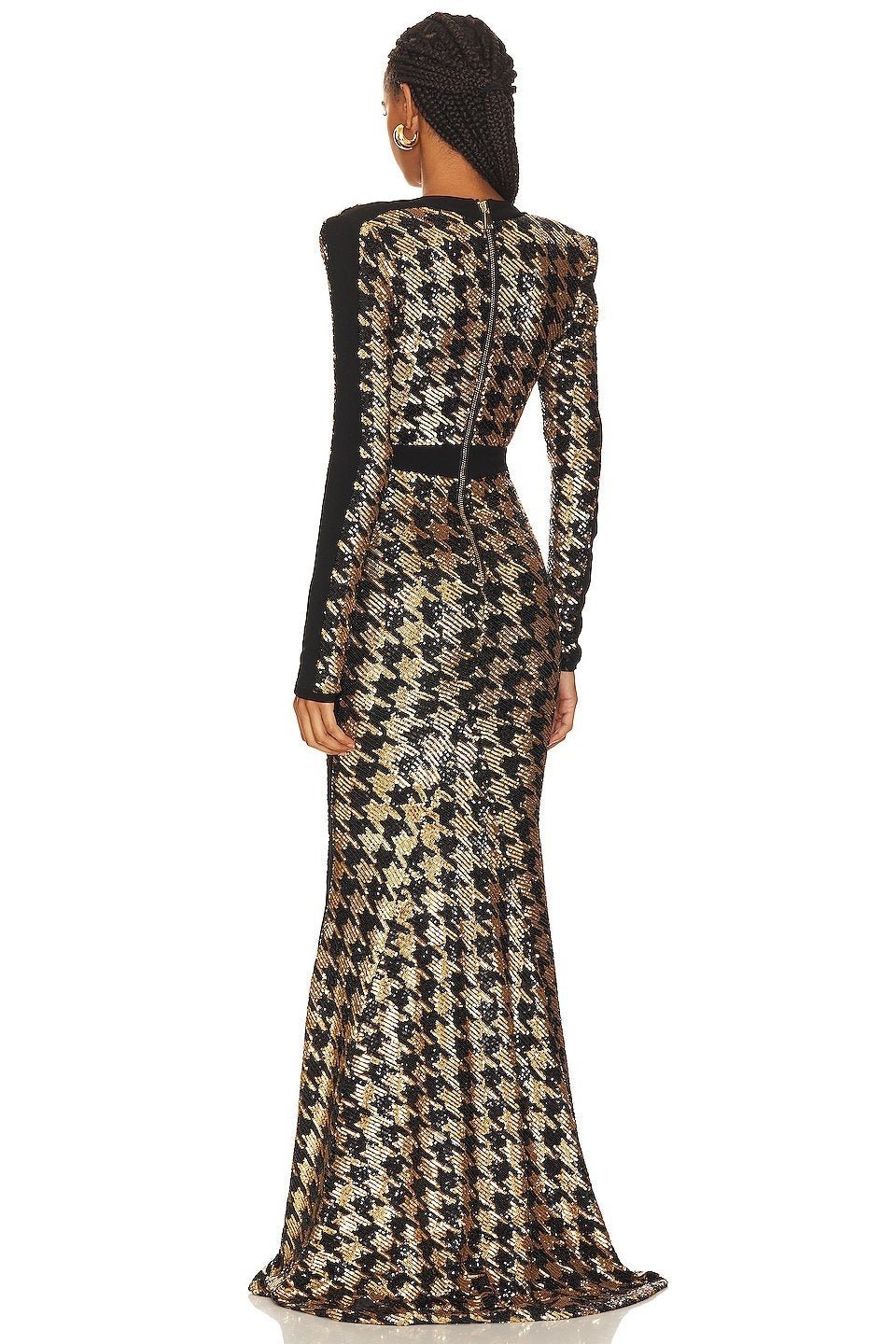 Rosalie Payetler Kazayağı Desenli Maxi Elbise