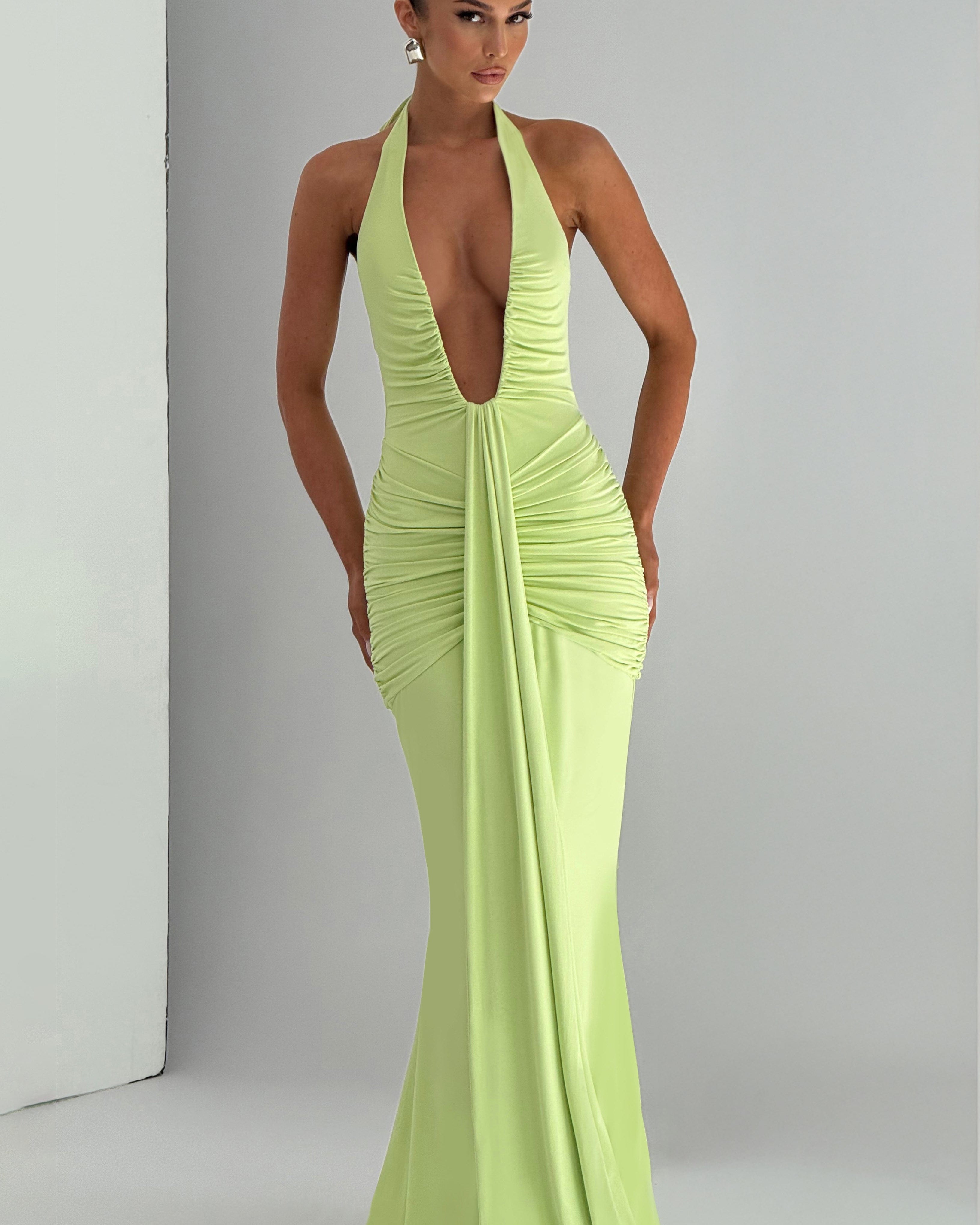 Rosetta Maxi Elbise – Lime