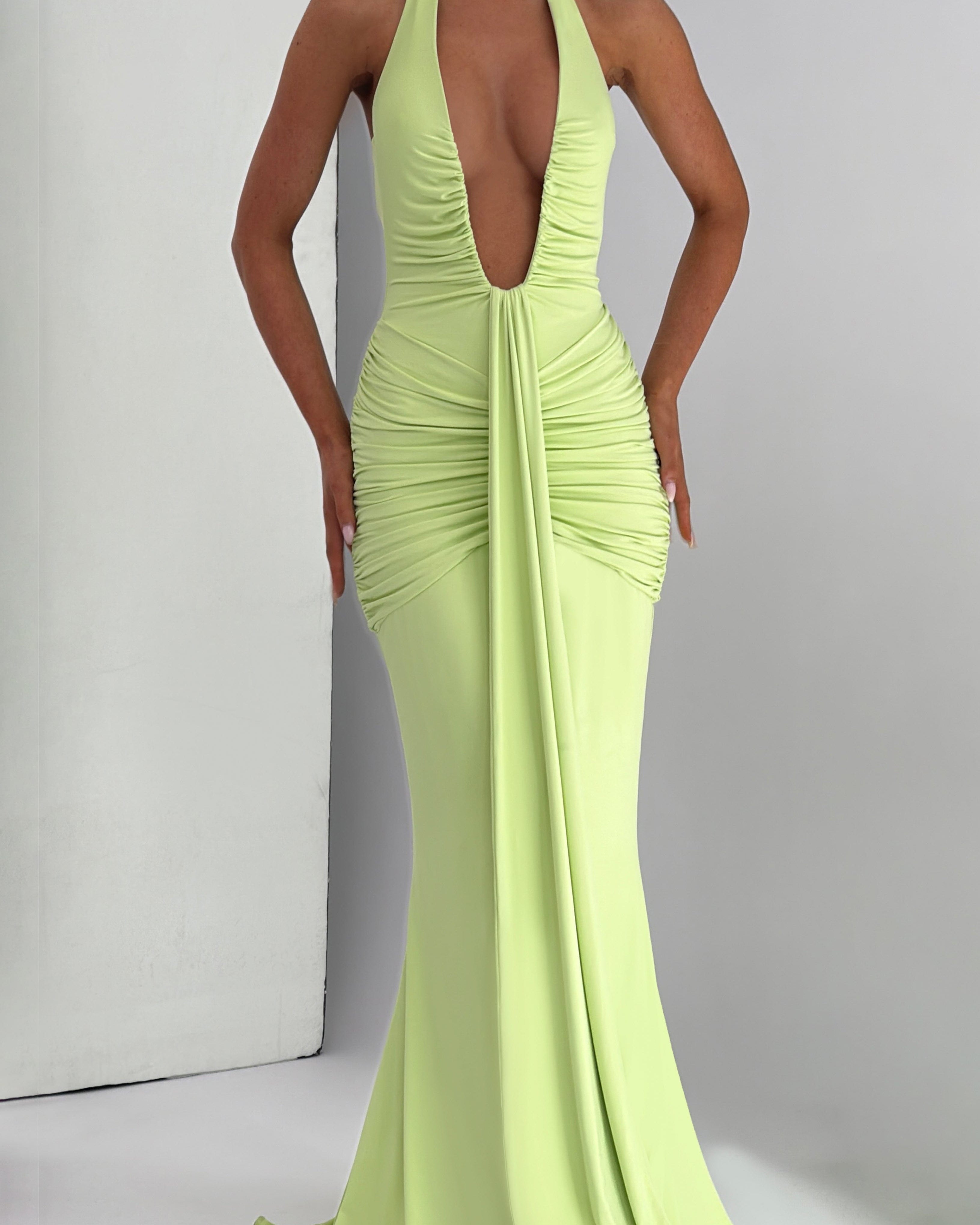 Rosetta Maxi Elbise – Lime