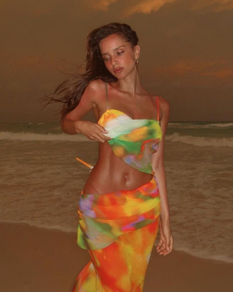 Ruth Baskılı Cut-Out Maxi Elbise