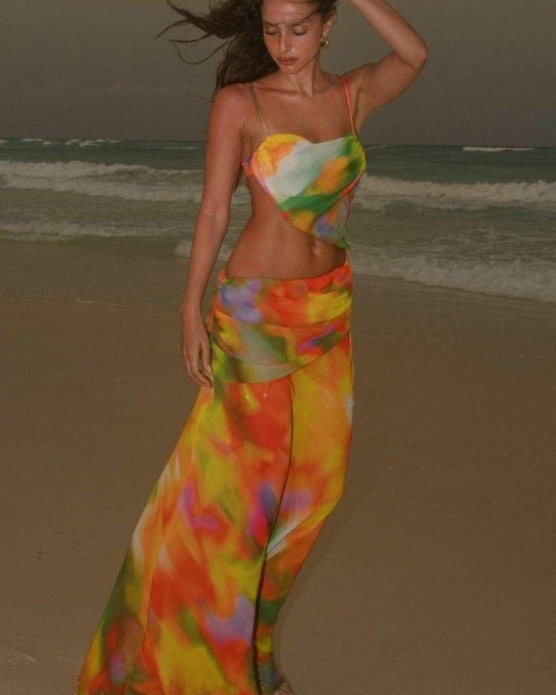 Ruth Baskılı Cut-Out Maxi Elbise