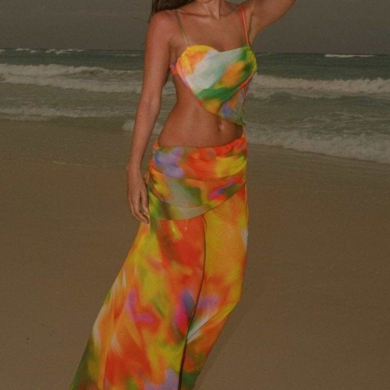 Ruth Baskılı Cut-Out Maxi Elbise