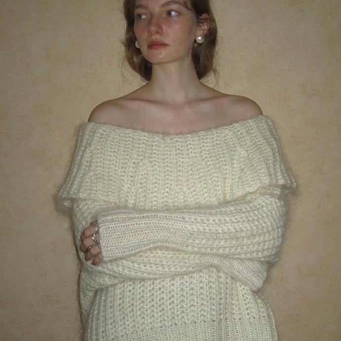 Sally Düşük Omuz Tiftik Kazak Üst