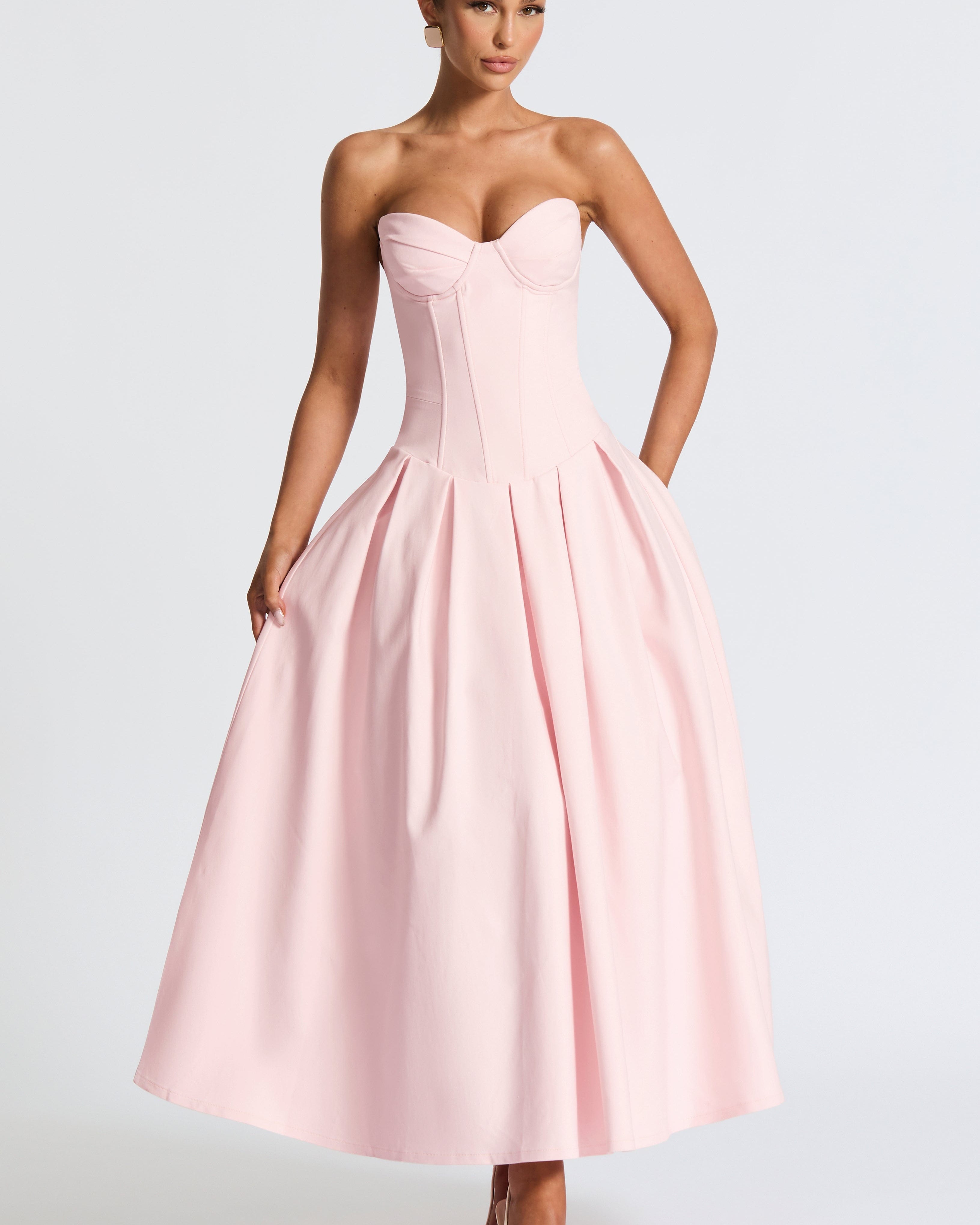 Salma Pudra Midi Elbise