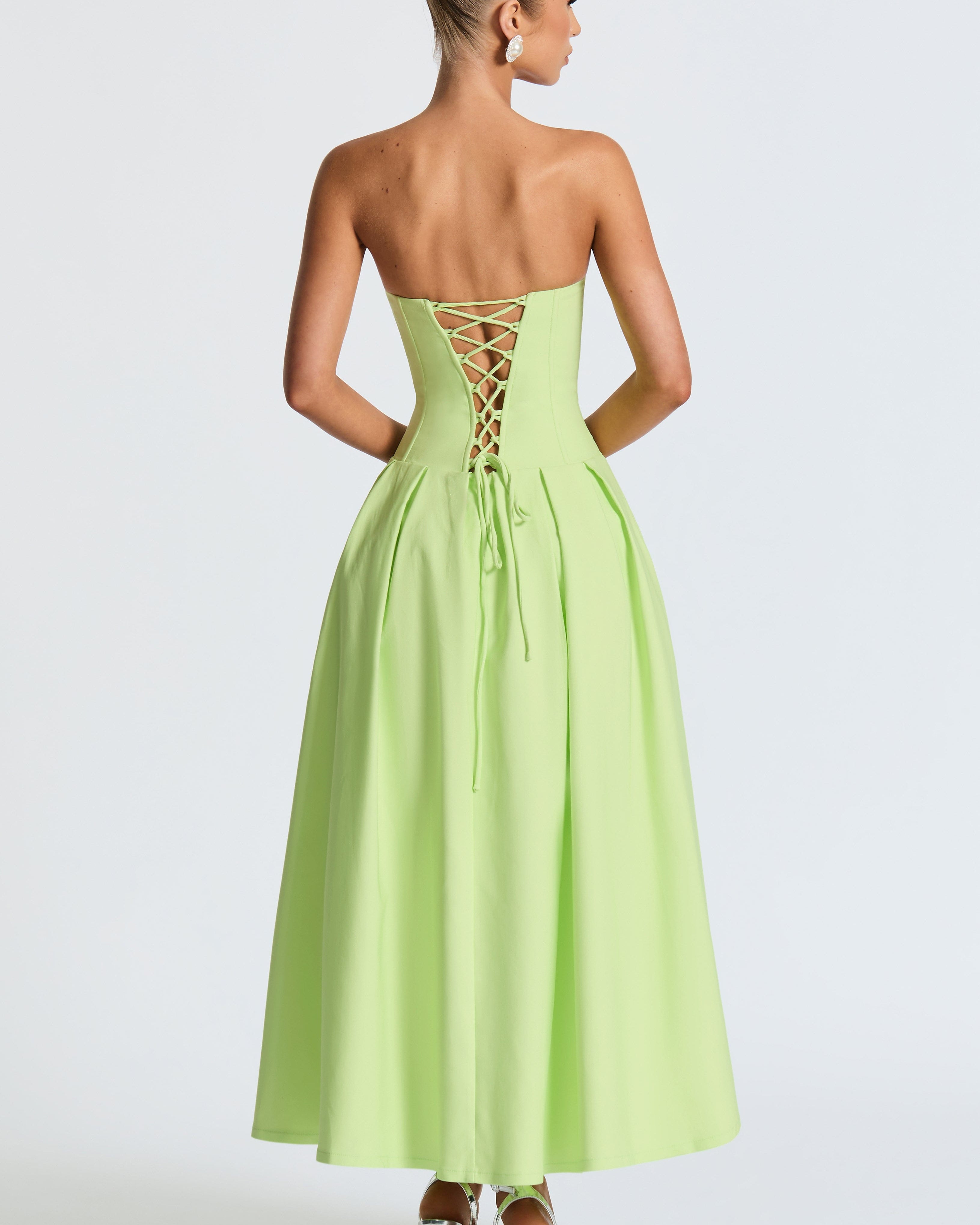 Salma Midi Elbise – Lime Yeşili