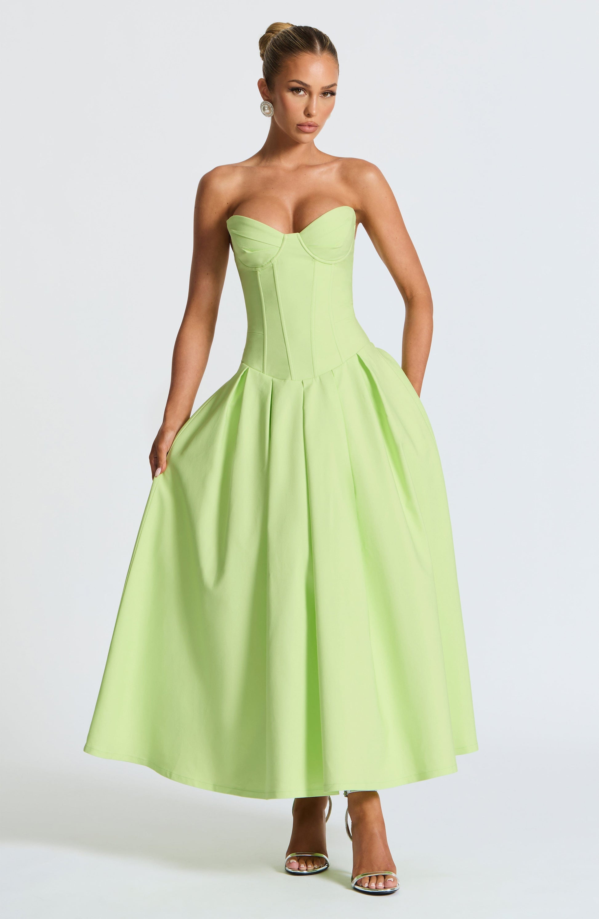 Salma Midi Elbise – Lime Yeşili