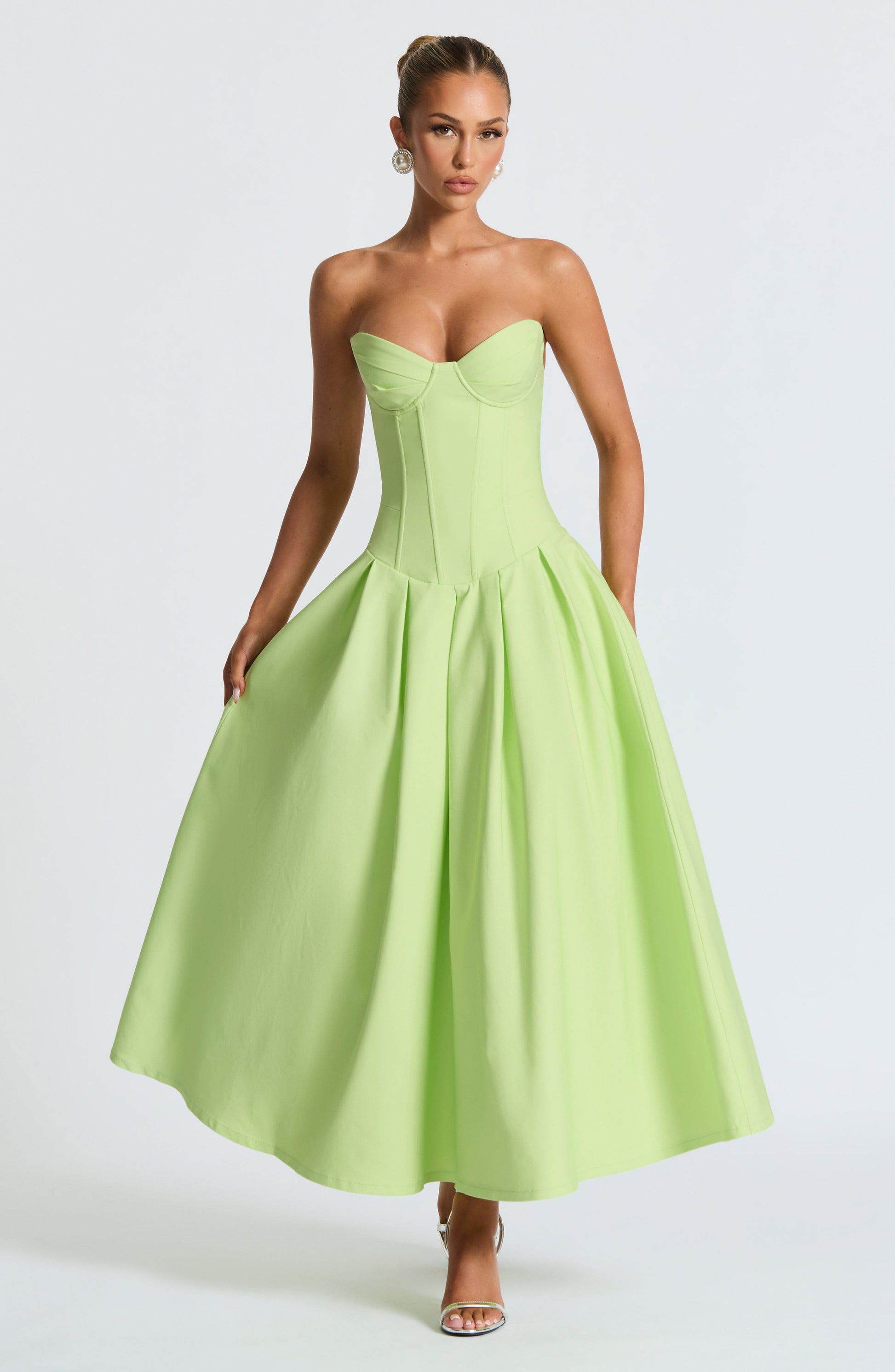 Salma Midi Elbise – Lime Yeşili