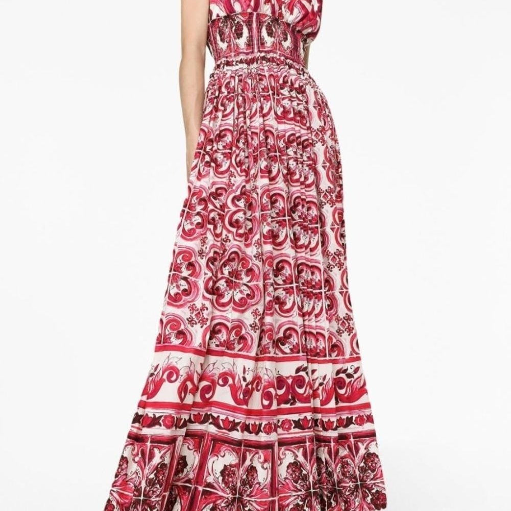 Sibyl Baskılı Düğümlü Askılı Uzun Elbise