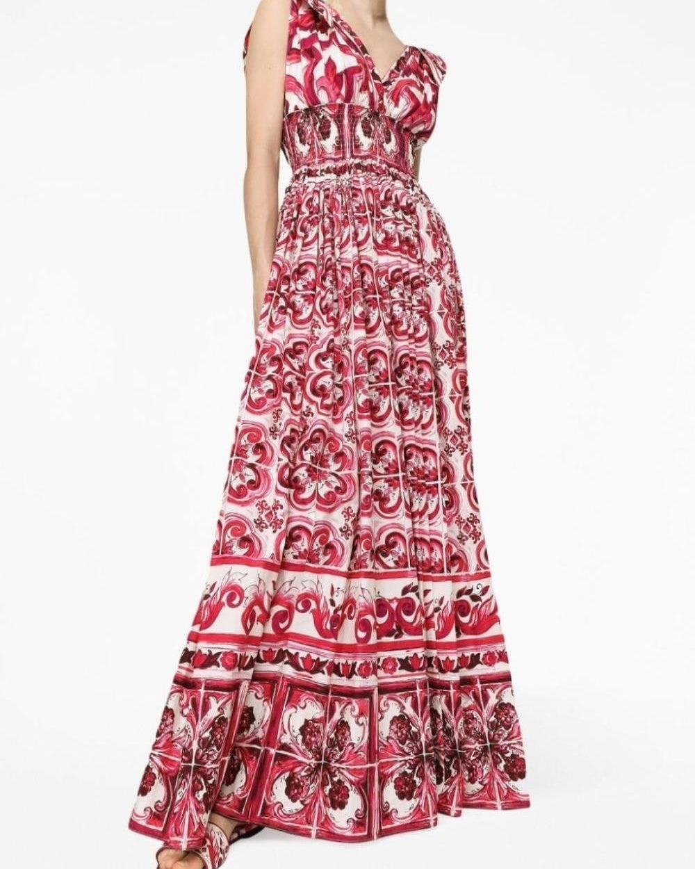 Sibyl Baskılı Düğümlü Askılı Uzun Elbise