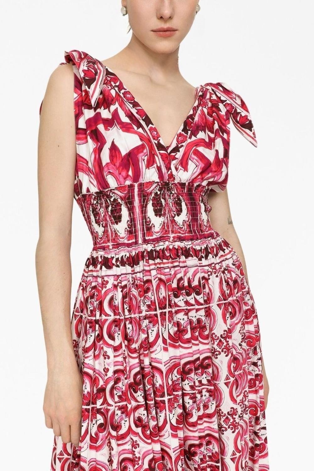 Sibyl Baskılı Düğümlü Askılı Uzun Elbise