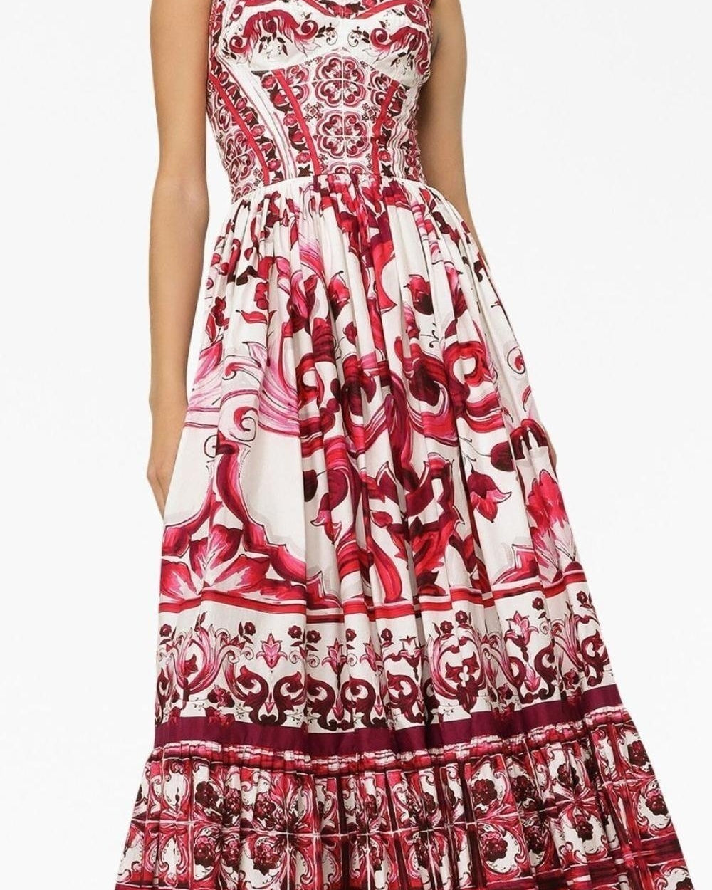 Sibyl Baskılı Büzgülü Askılı Uzun Elbise