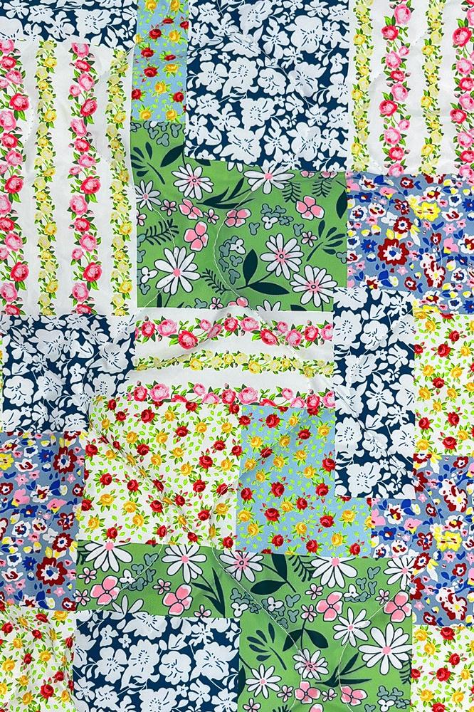 Teagan Patchwork Çiçek Desenli Kapitone Şişme Ceket