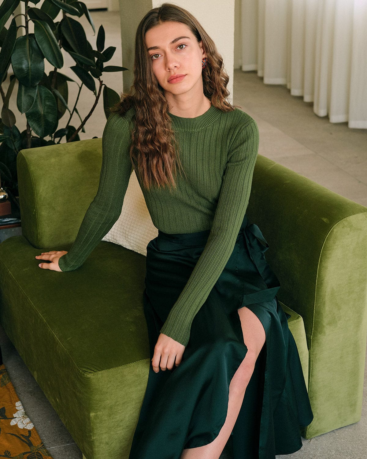 Yuvarlak Yaka Nervürlü Triko Kazak