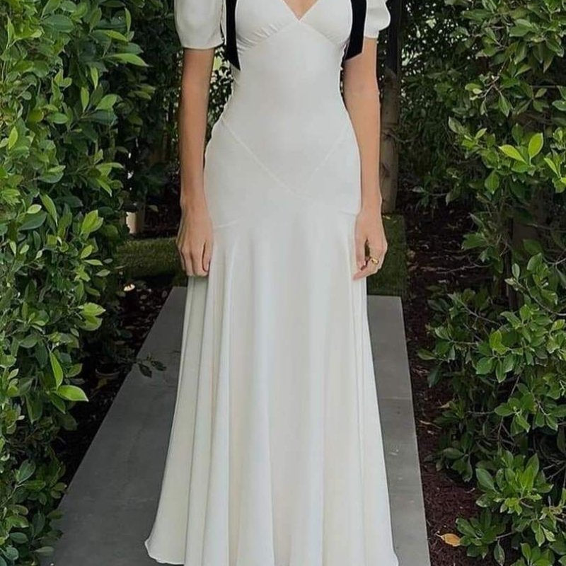 Valentina Puf Kol Fiyonklu Maxi Elbise