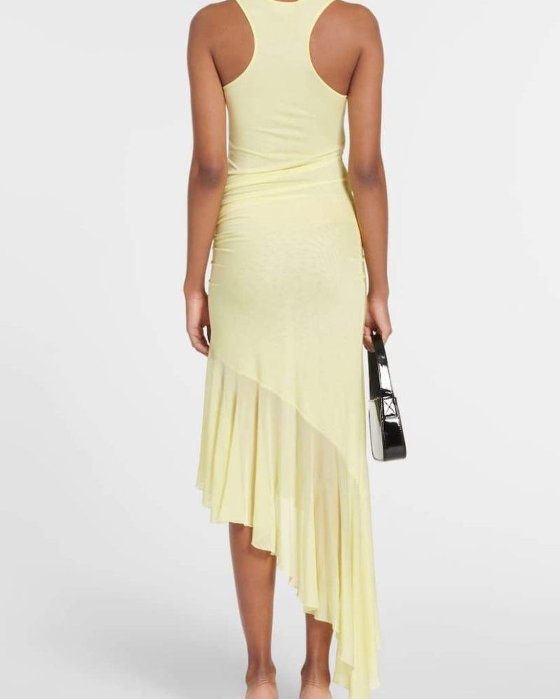 Valerie Asimetrik Volanlı Midi Elbise