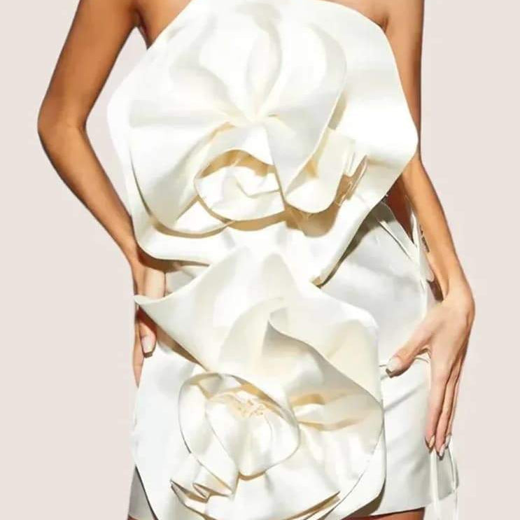 Venüs Çiçekleri Straplez Mini Elbise