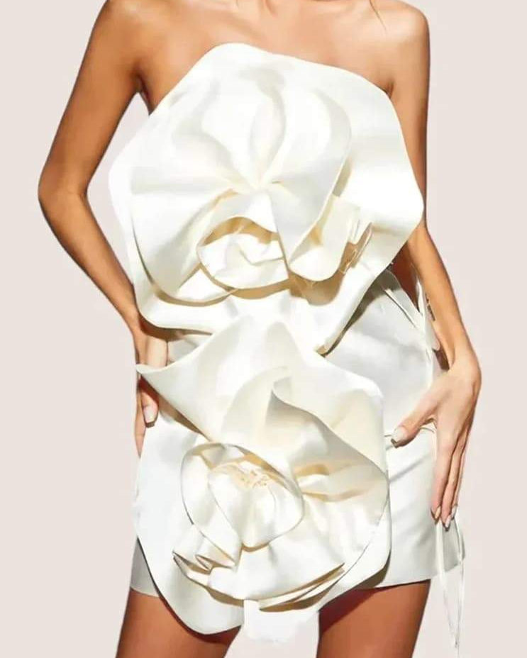 Venüs Çiçekleri Straplez Mini Elbise