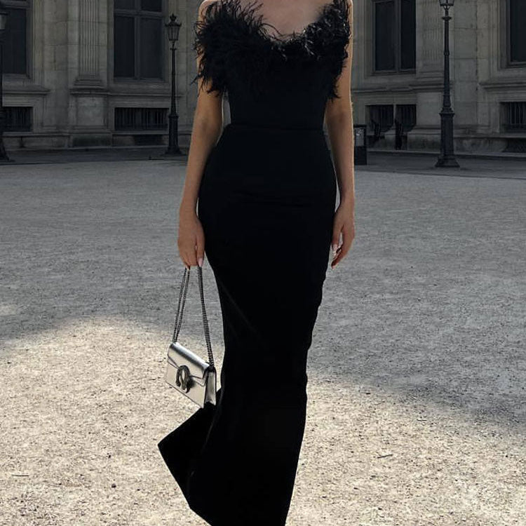 Veronica Tüy Detaylı Straplez Maxi Elbise