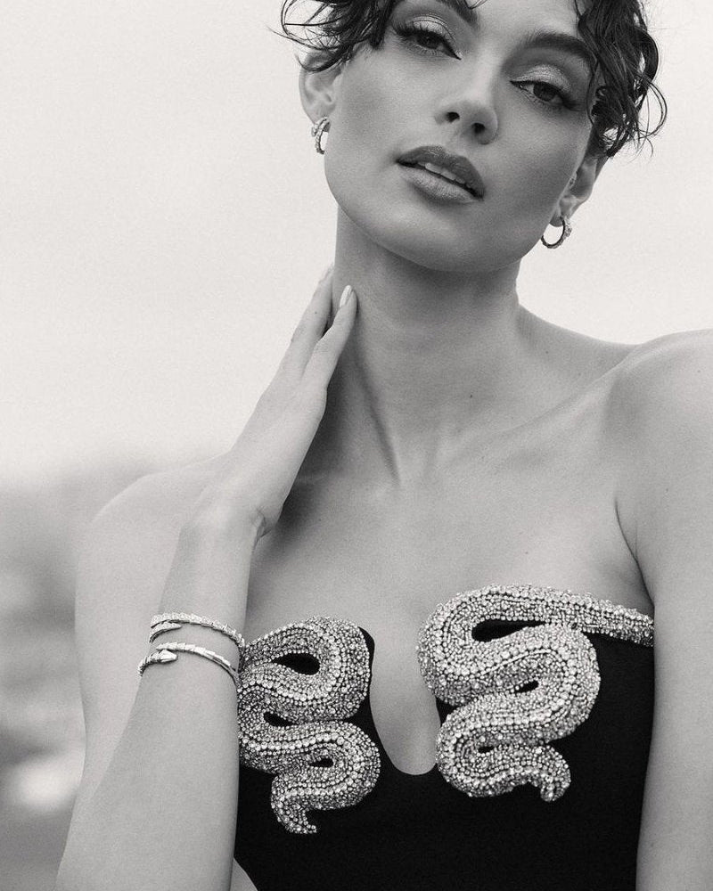 Virginia Kristal Taşlı Straplez Polyester Maxi Elbise