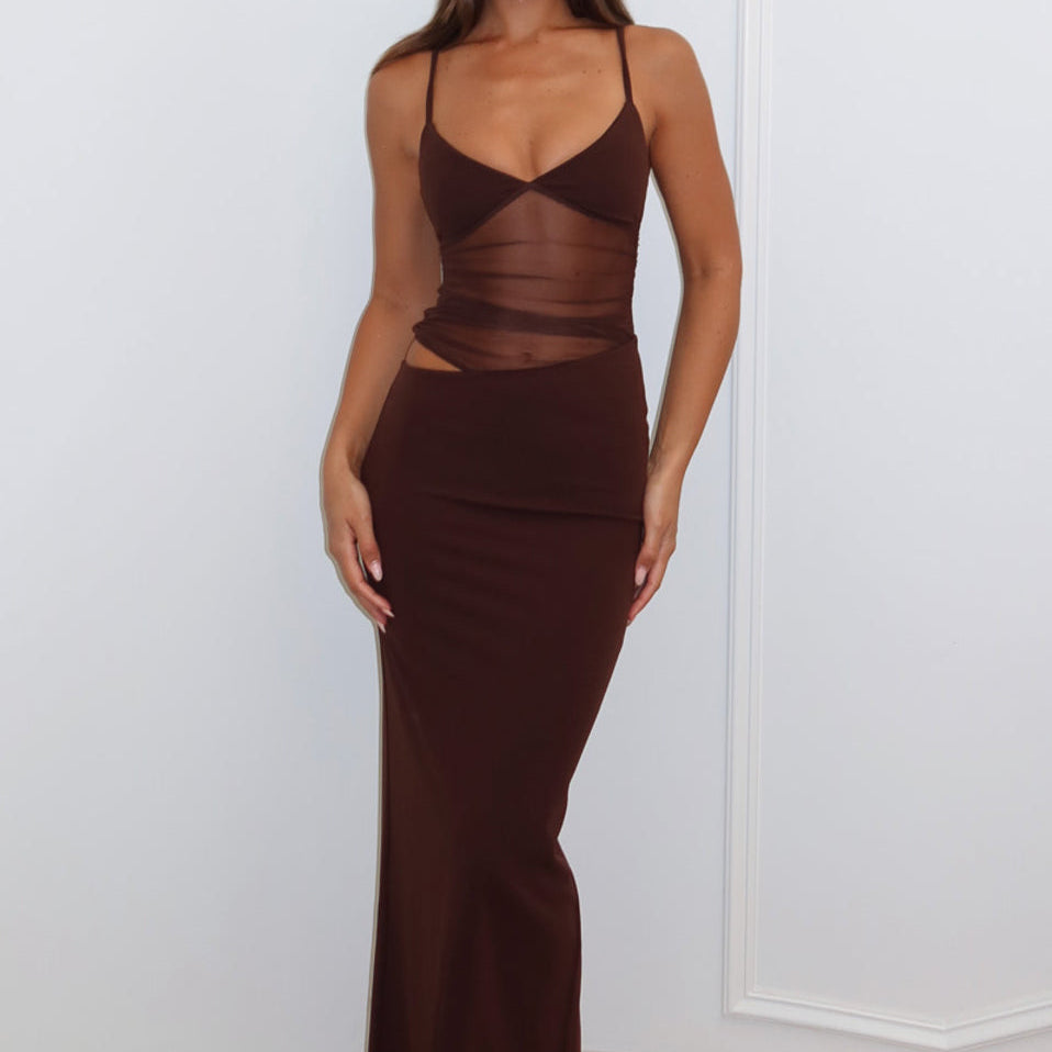 Maxi Elbise Çikolata