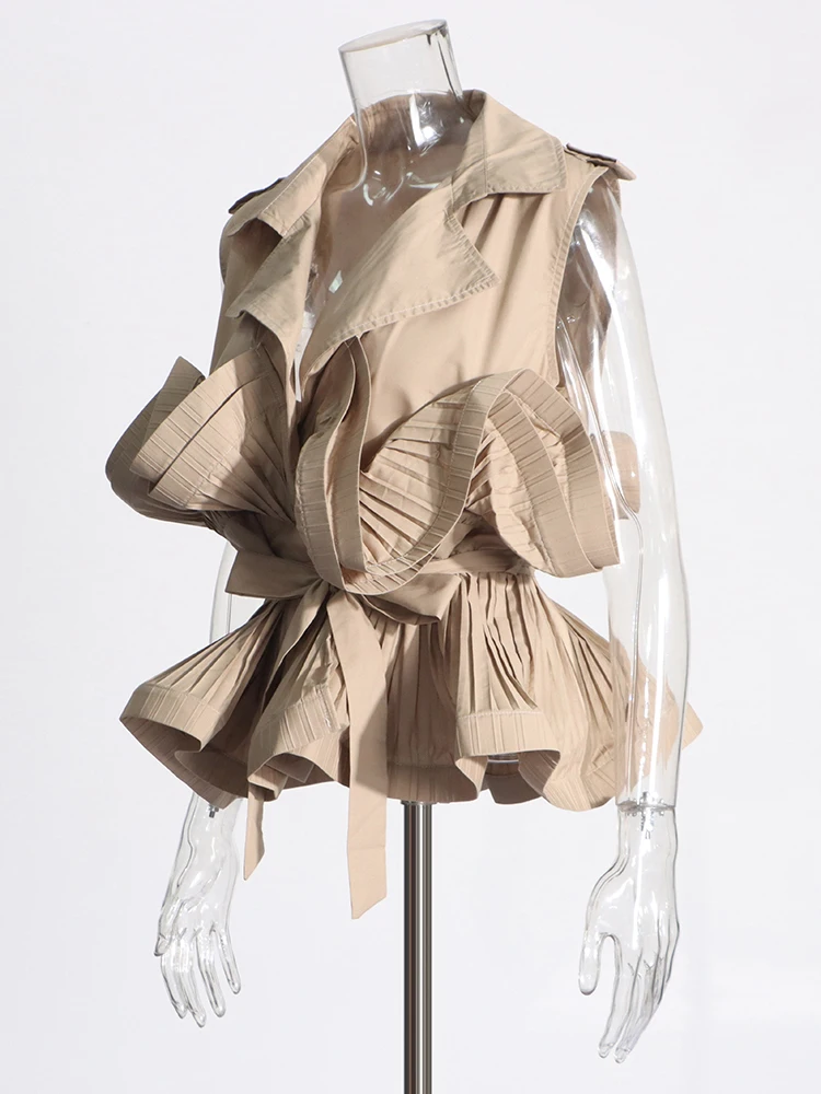 Pileli Volanlı Bağcıklı Ceket