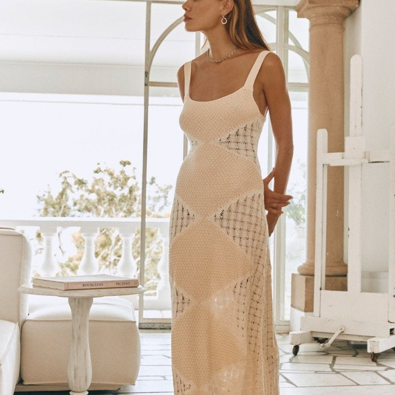 Yetta Oymalı Örgü Maxi Elbise